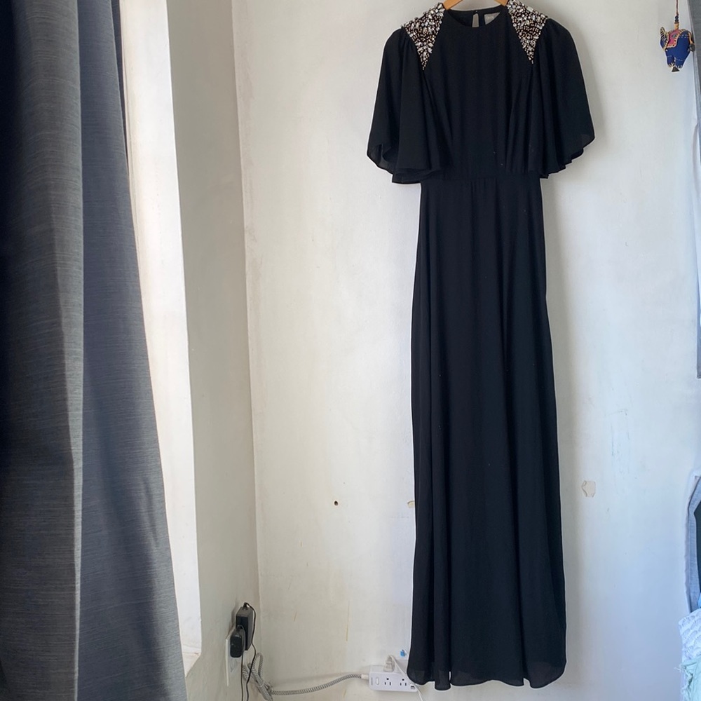 ASOS 0 Tall Embellished Shoulder Maxi Dress